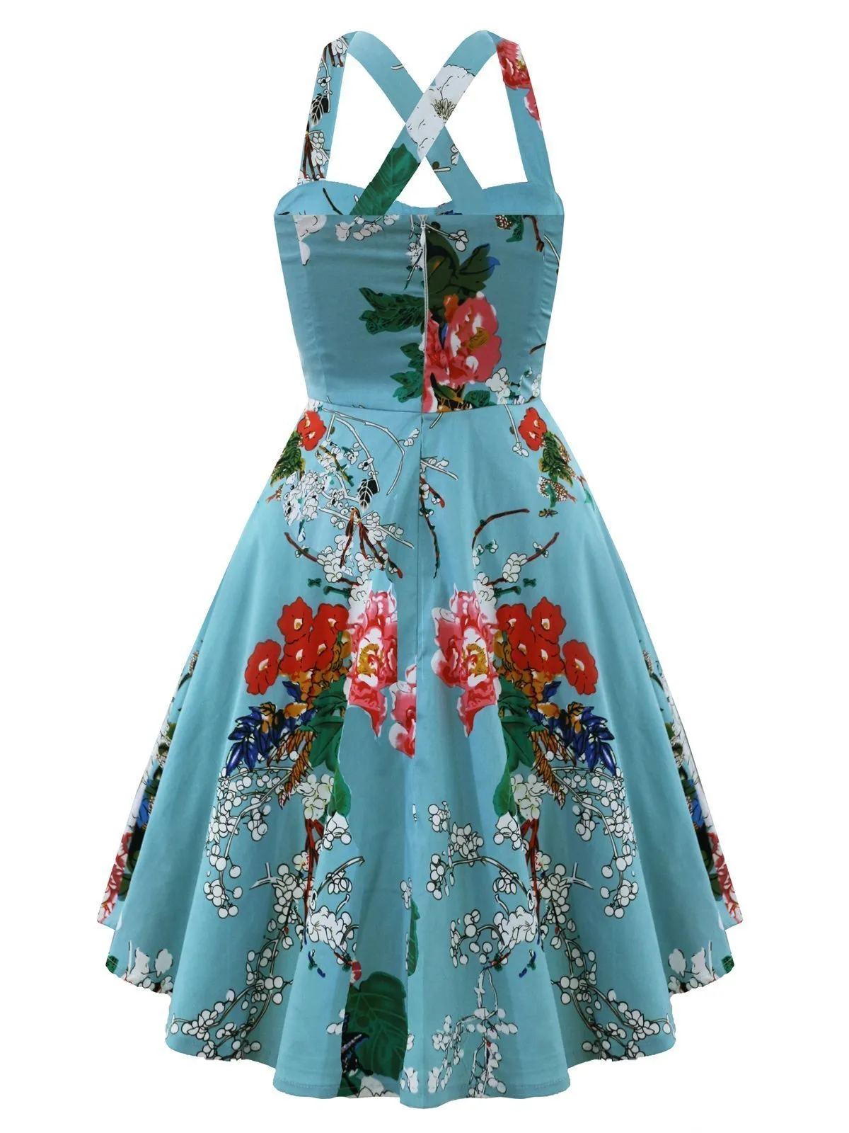 1950s Floral Button Swing Dress