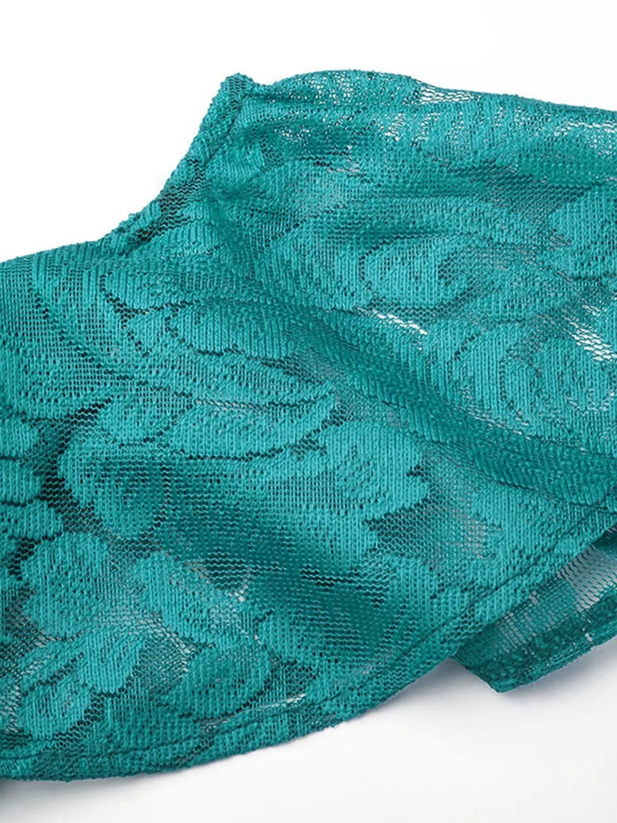 1950s Lace Off Shoulder Ruffle Dress