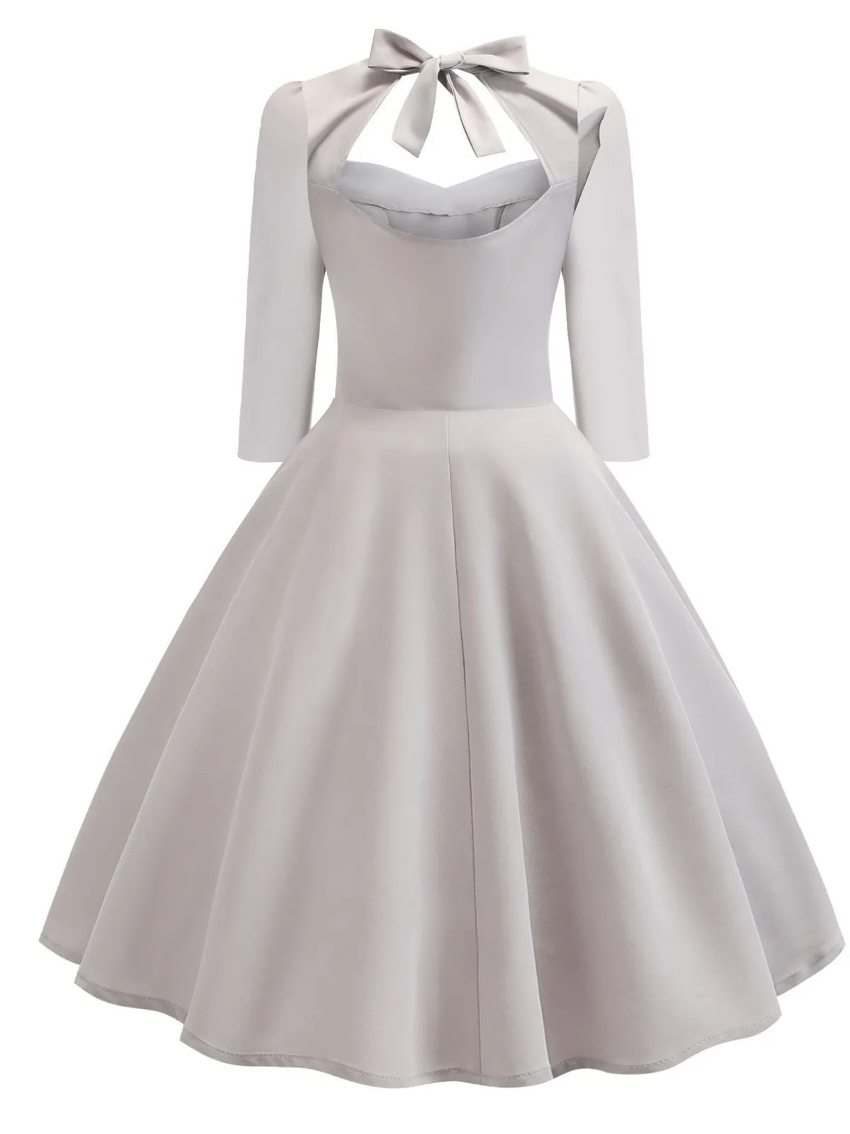 1950s Solid 3/4 Sleeve Dress