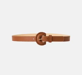 B-Low the Belt - Owen Leather Belt with Whipstitch Buckle in Brandy