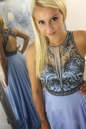 Backless Beaded Floor Length Open Back Prom Formal Dress PFP1400