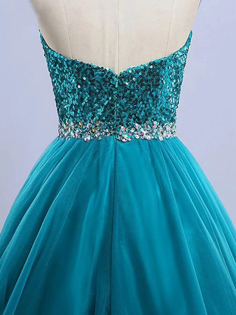 Ball Gown Strapless Sweetheart Neck Sequins Long Quinceanera Dresses APD2889
