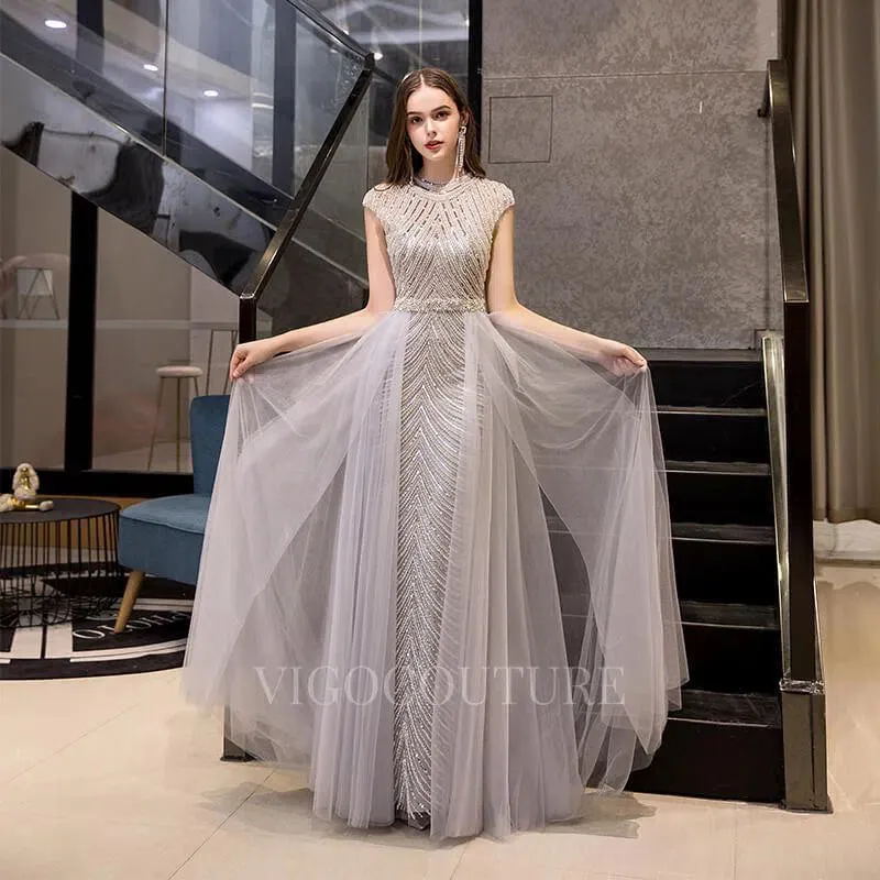 Beaded Prom Dresses Cap Sleeve A-line Formal Dresses 20100