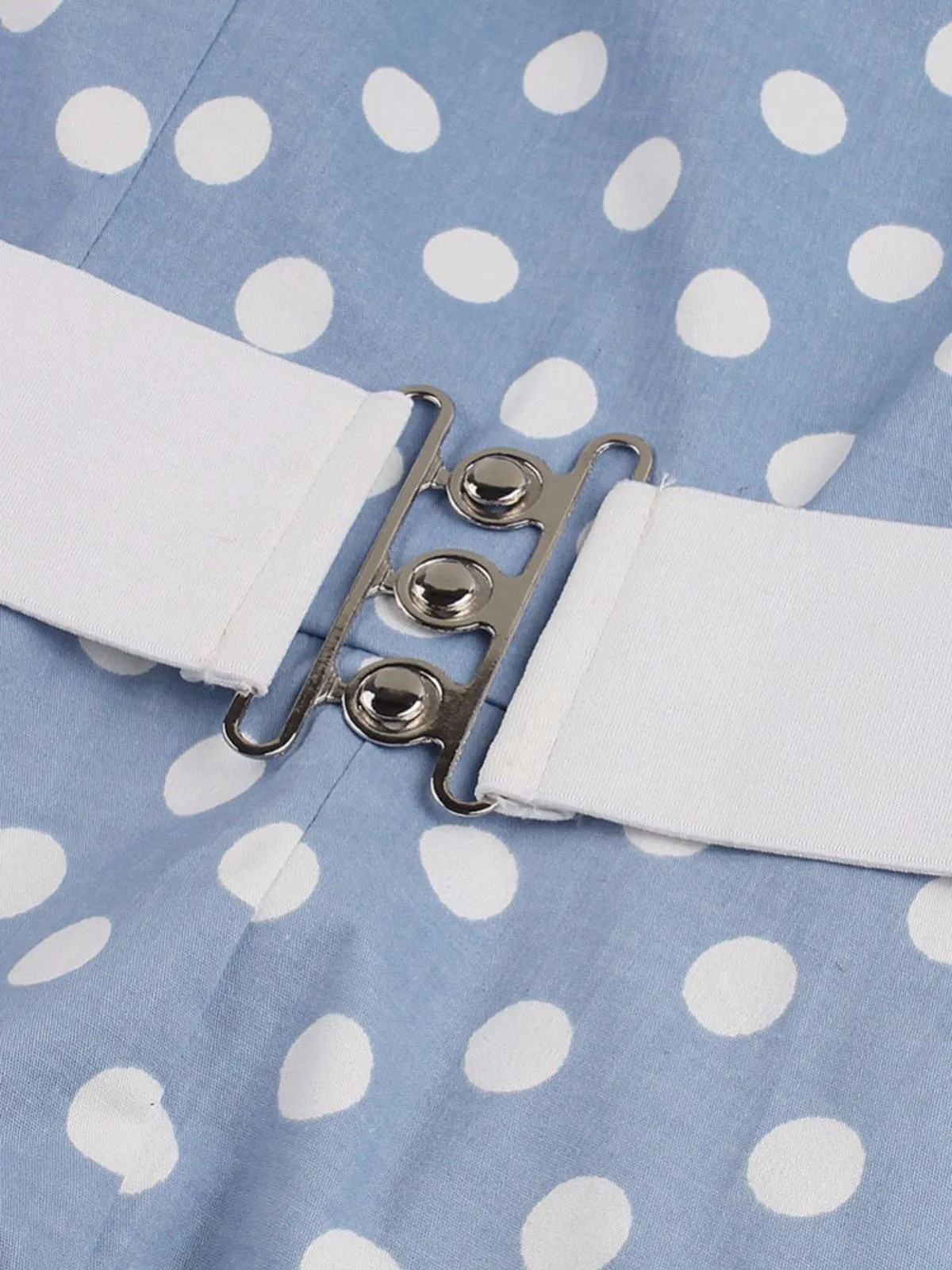 Blue 1950s Polka Dot Halter Belted Dress
