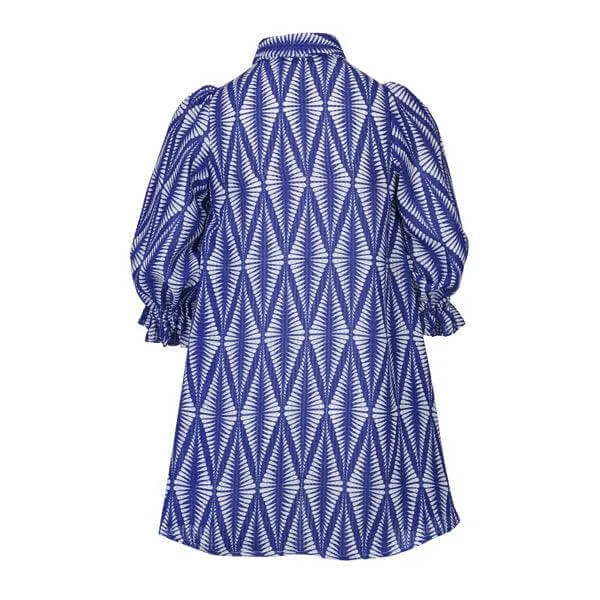 BLUE PRINT CHIFFON SWING DRESS