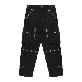 BOLT EYELET RELAXED DENIM JEANS - CHARCOAL BLACK