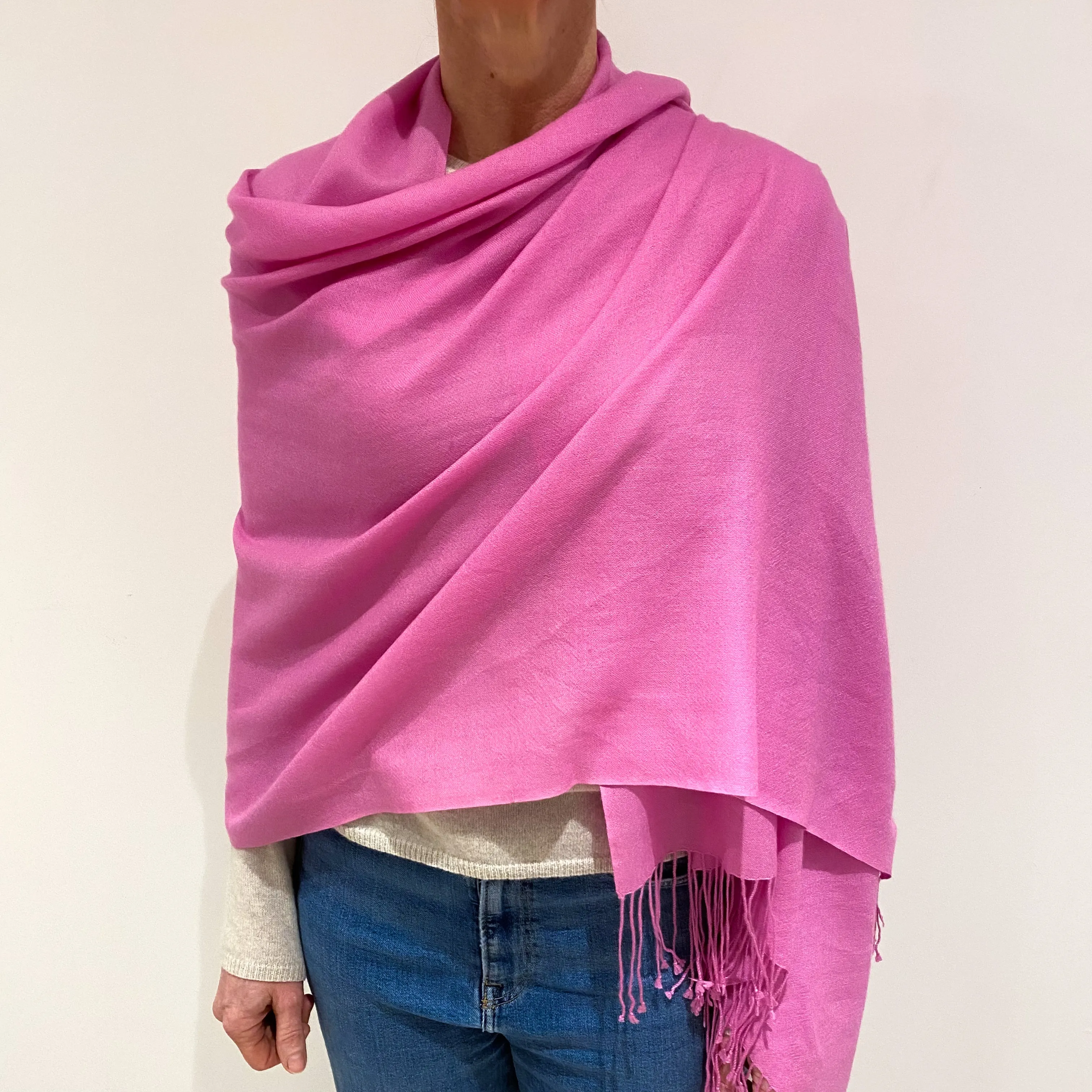 Brand New Foxglove Pink Lightweight Cashmere Pashmina Scarf