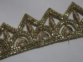 Bright Golden Beads Handwork Embellished Embroidered Border