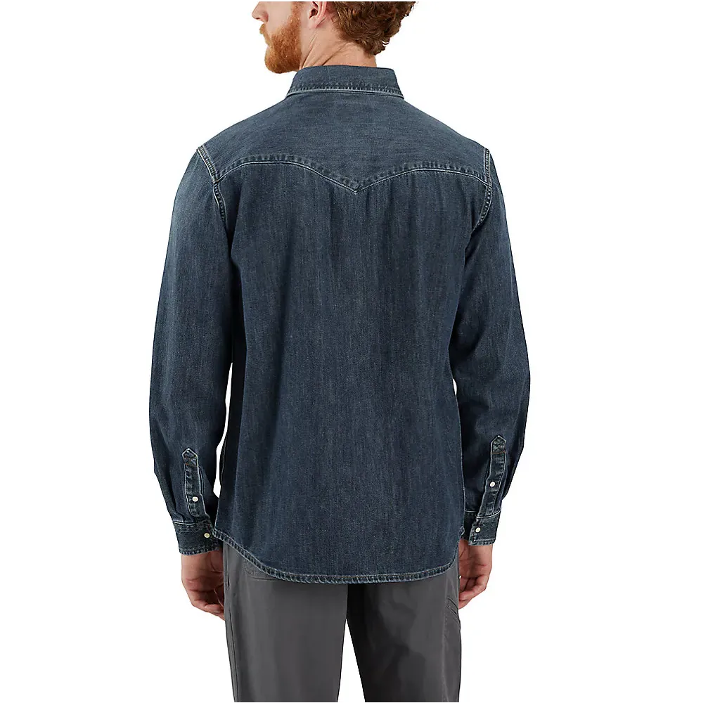 Carhartt Men's Montana Relaxed Fit Midweight Denim Long-Sleeve Snap Front Shirt
