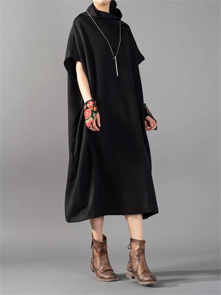 Casual Retro High Collar Half Sleeve Women'S Sweater Long Skirt