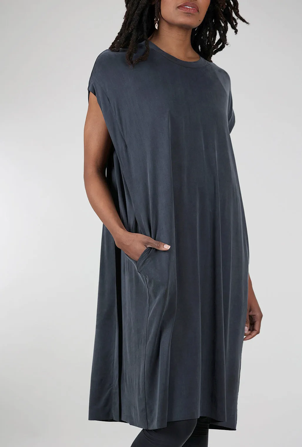 Clichee Cupro Tunic, Velvet Denim