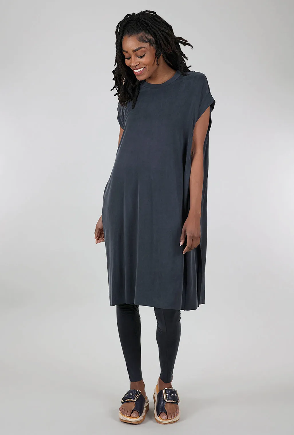 Clichee Cupro Tunic, Velvet Denim