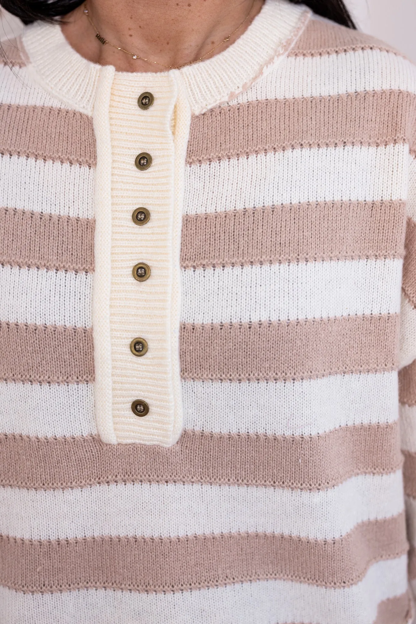 Comfy Perfection Taupe Striped Sweater