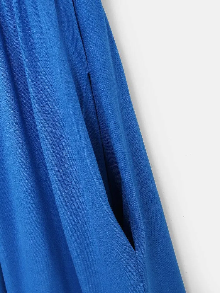 deanwangkt Women Pleats Solid Color Twist Sleeve Casual Dress