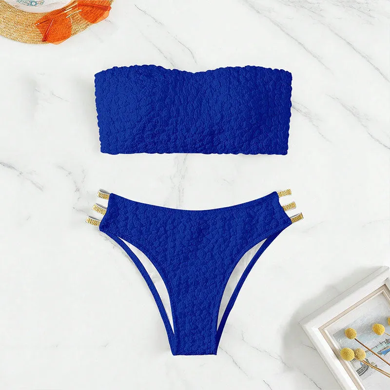 Delicate Cutouts Elegant Strapless Bikini Swimsuit