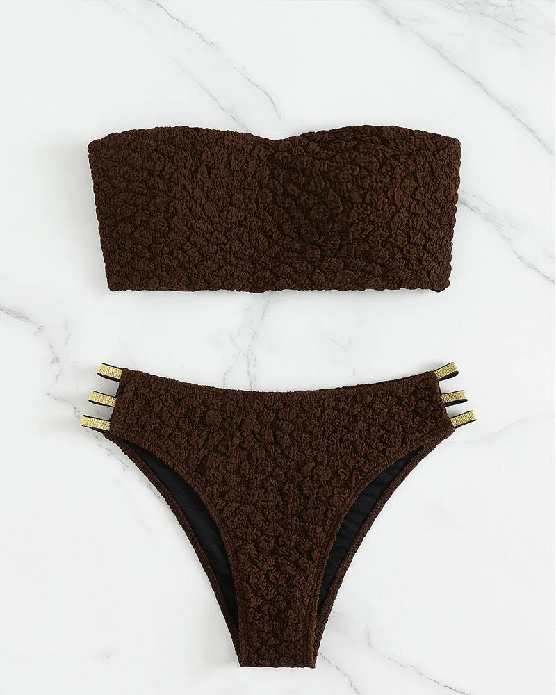 Delicate Cutouts Elegant Strapless Bikini Swimsuit