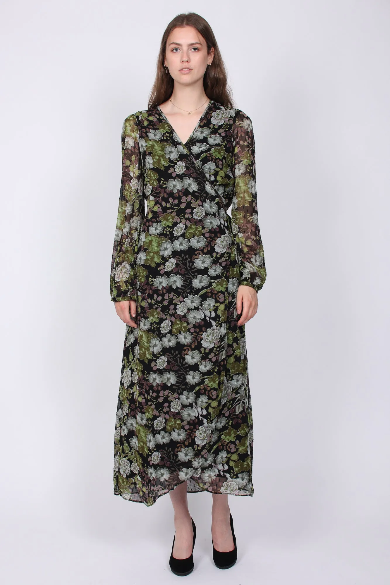Delicate Wrap Dress - Green Garden