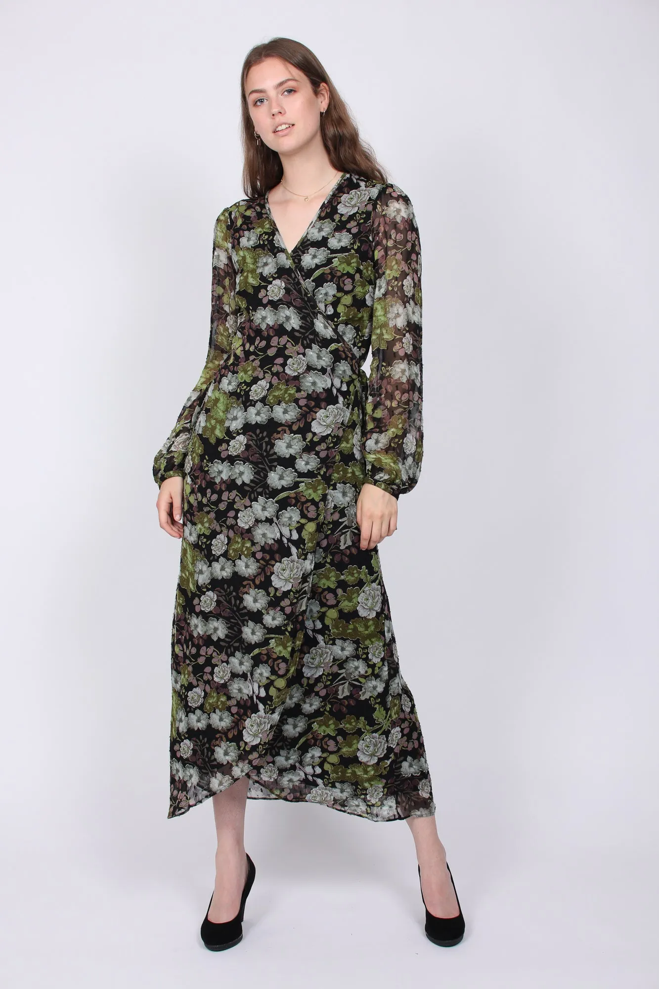 Delicate Wrap Dress - Green Garden