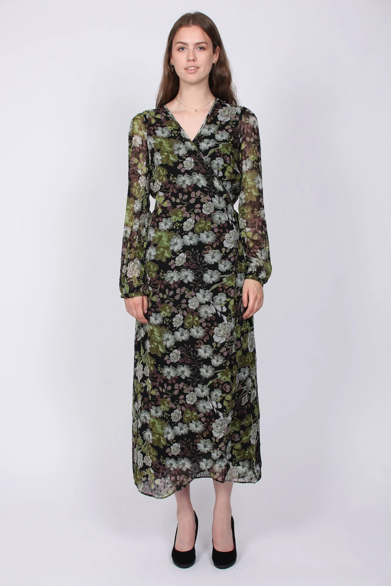 Delicate Wrap Dress - Green Garden