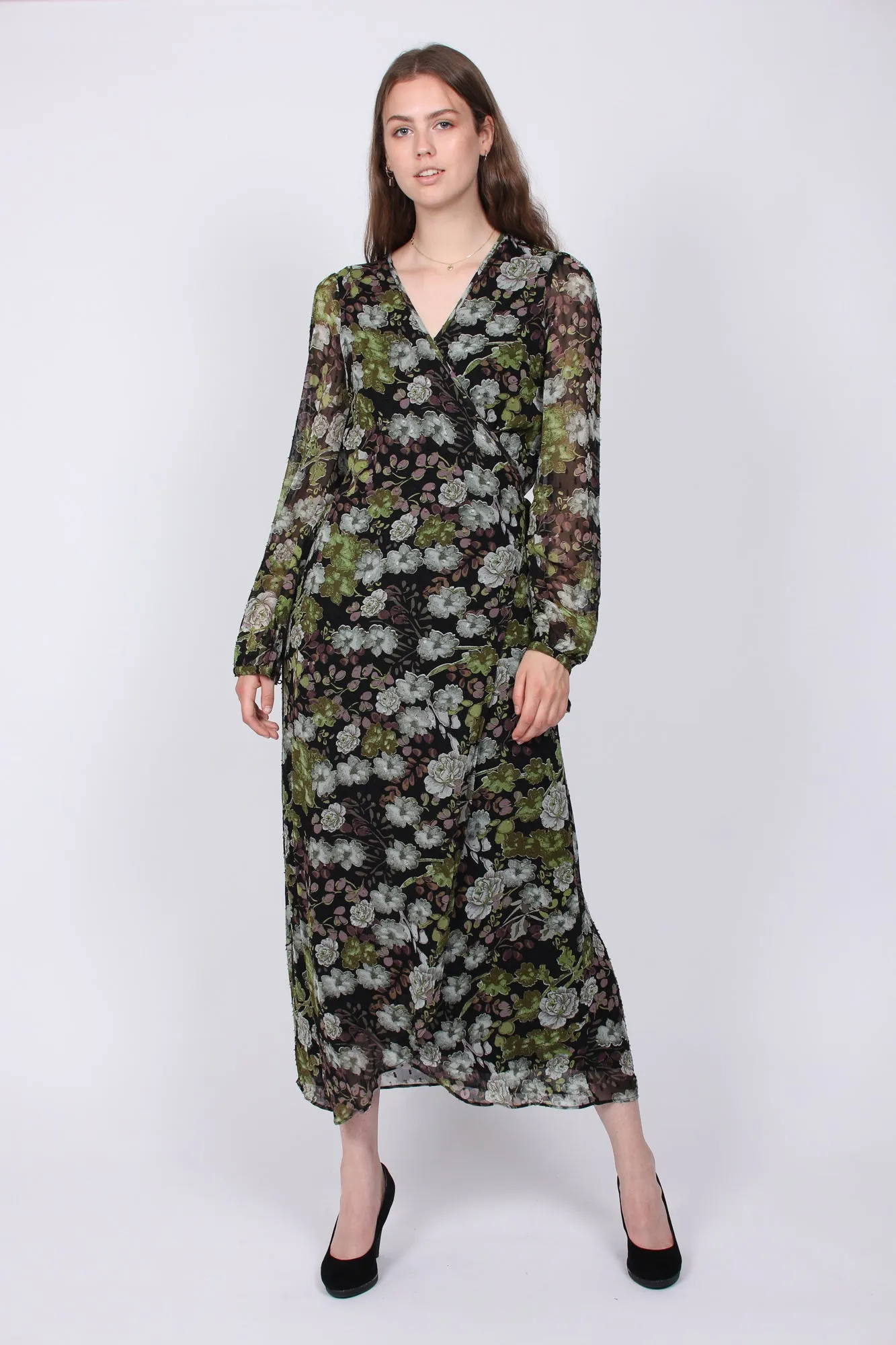 Delicate Wrap Dress - Green Garden