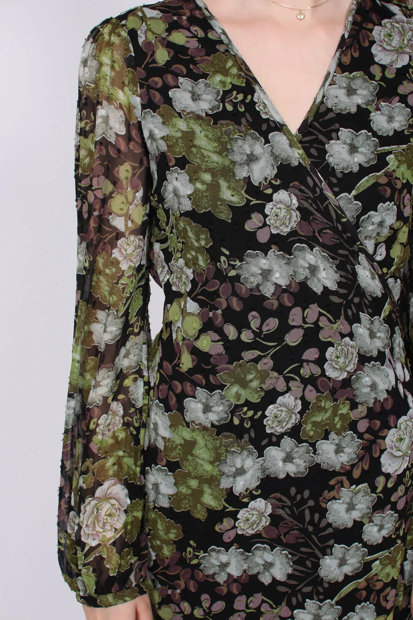Delicate Wrap Dress - Green Garden