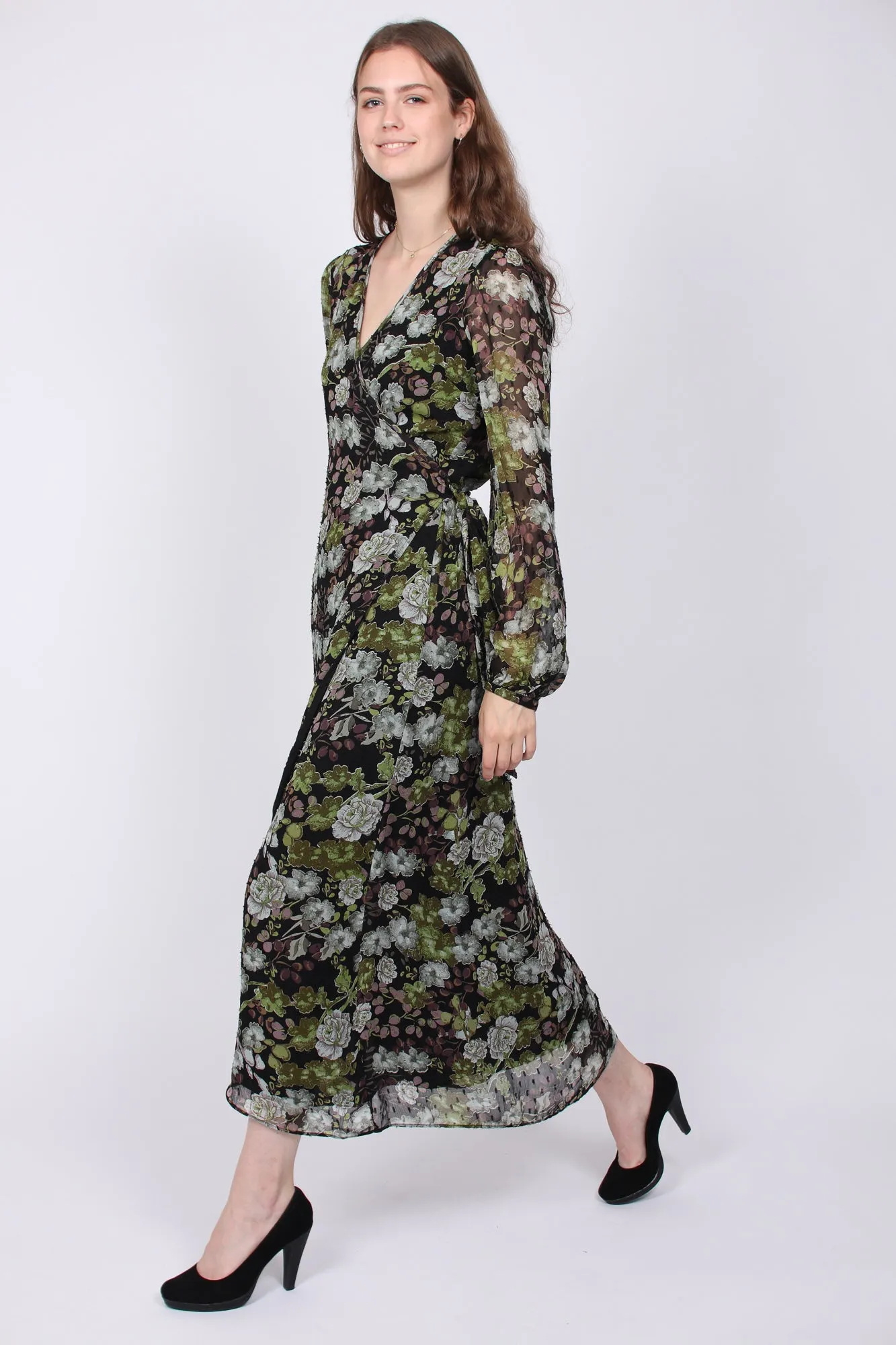 Delicate Wrap Dress - Green Garden