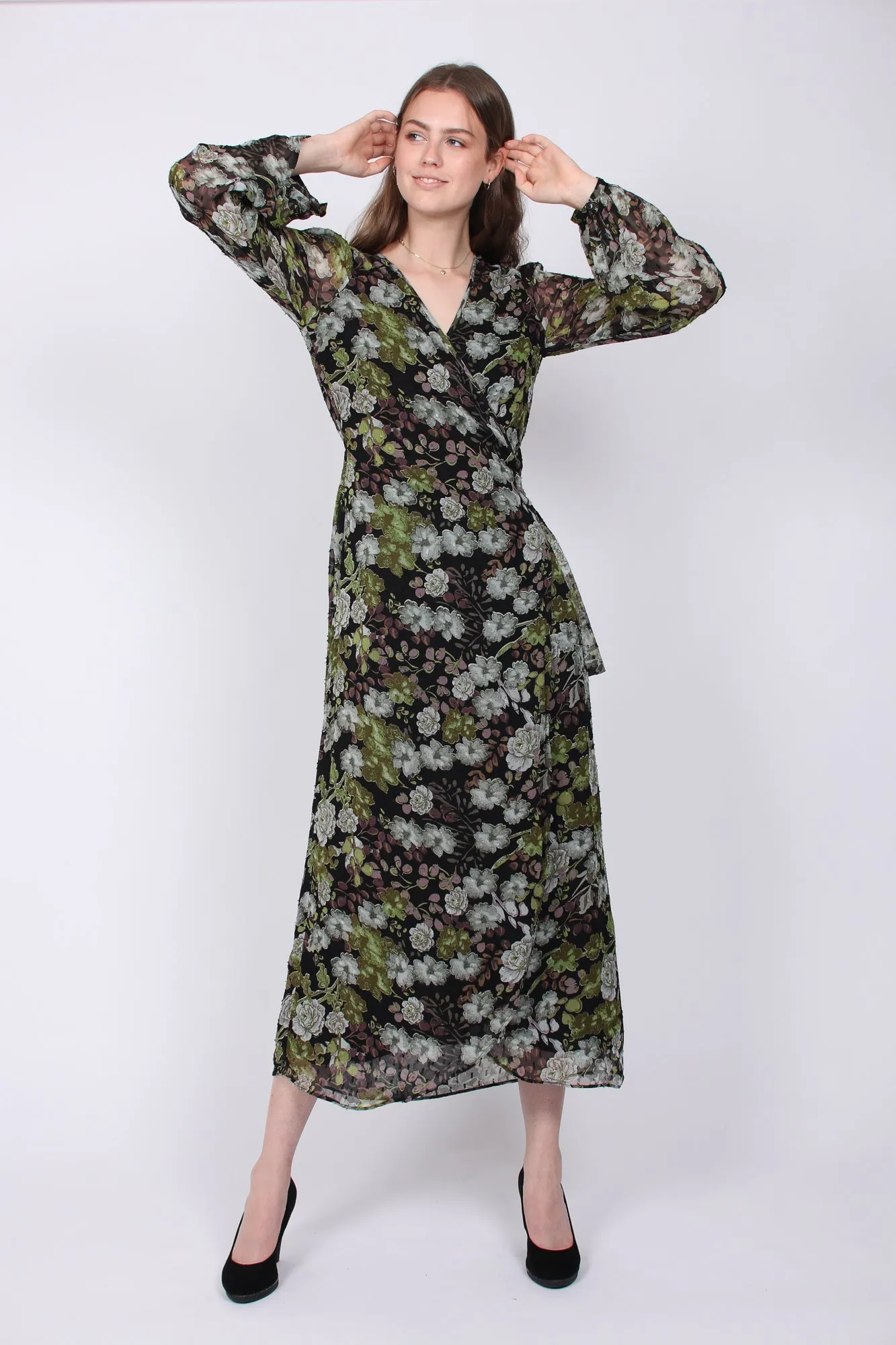 Delicate Wrap Dress - Green Garden