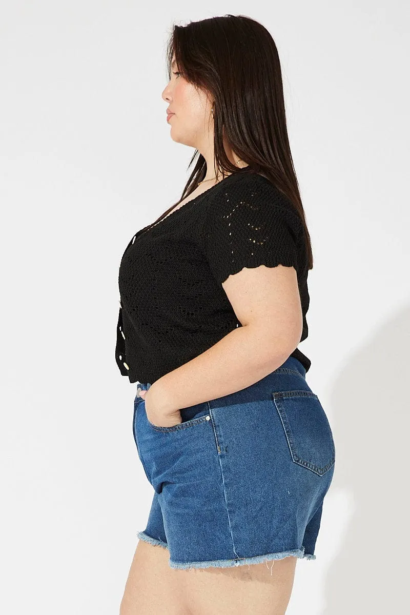 Denim Relaxed Shorts Mid Rise