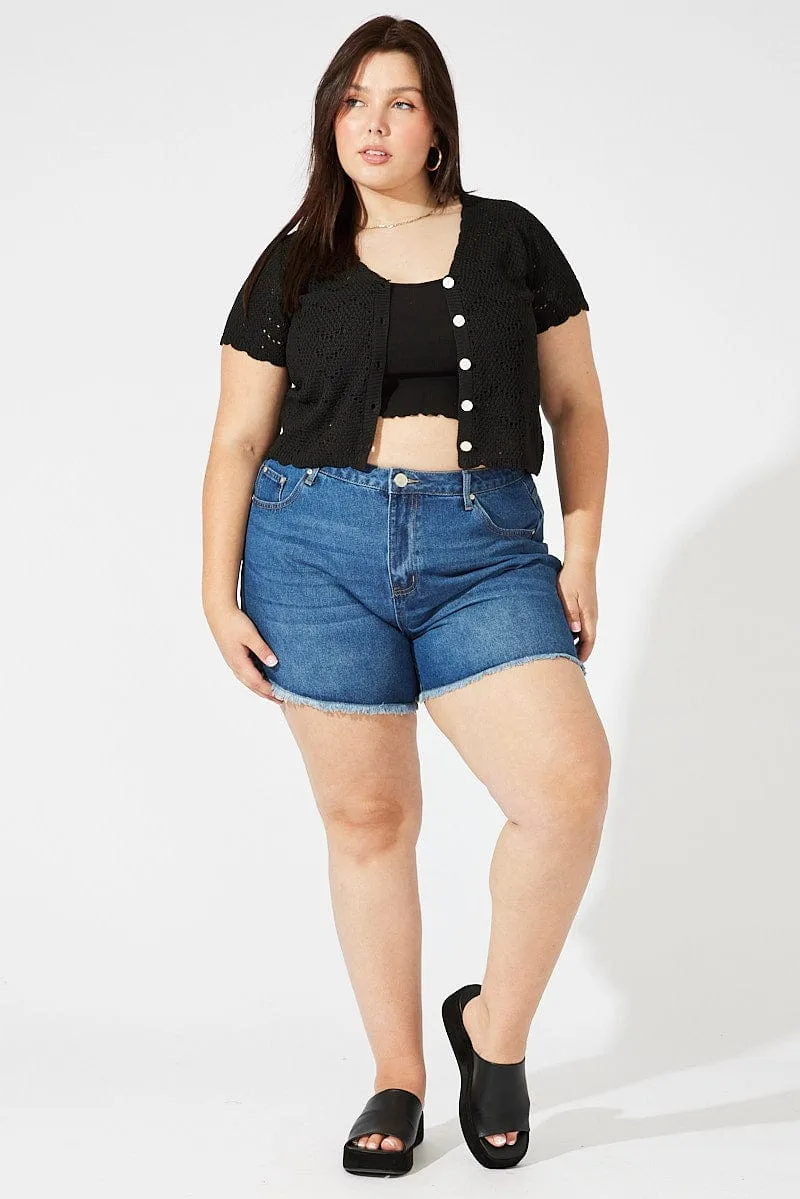 Denim Relaxed Shorts Mid Rise