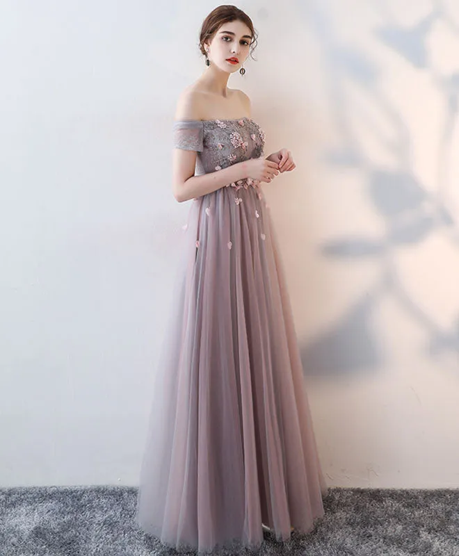 Elegant Lace Tulle Long Prom Dress, Lace Evening Dress