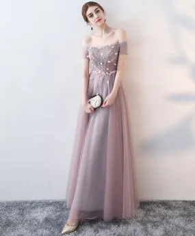 Elegant Lace Tulle Long Prom Dress, Lace Evening Dress