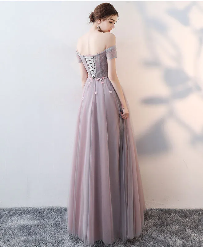 Elegant Lace Tulle Long Prom Dress, Lace Evening Dress