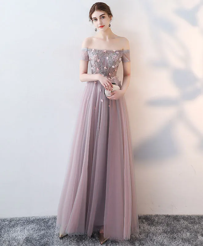 Elegant Lace Tulle Long Prom Dress, Lace Evening Dress