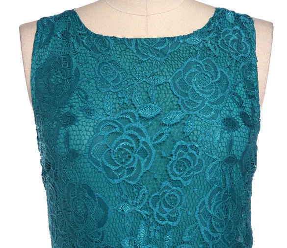 Elegant Women's Green Backless Lace Party Cocktail Long Dress