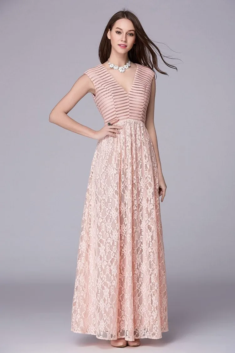 FashionSierra - Lace Patchwork Elegant Party Prom Floor Length Runway Dresses