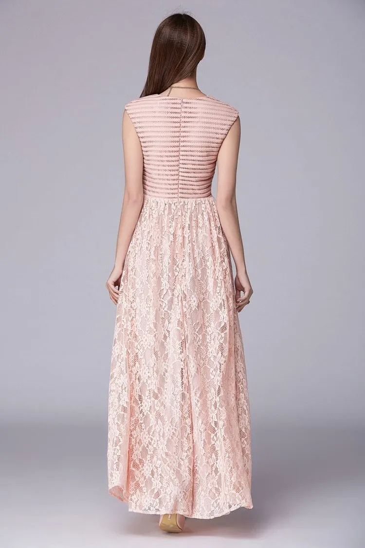 FashionSierra - Lace Patchwork Elegant Party Prom Floor Length Runway Dresses