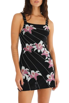 Gala Embroidered Mesh Mini Dress