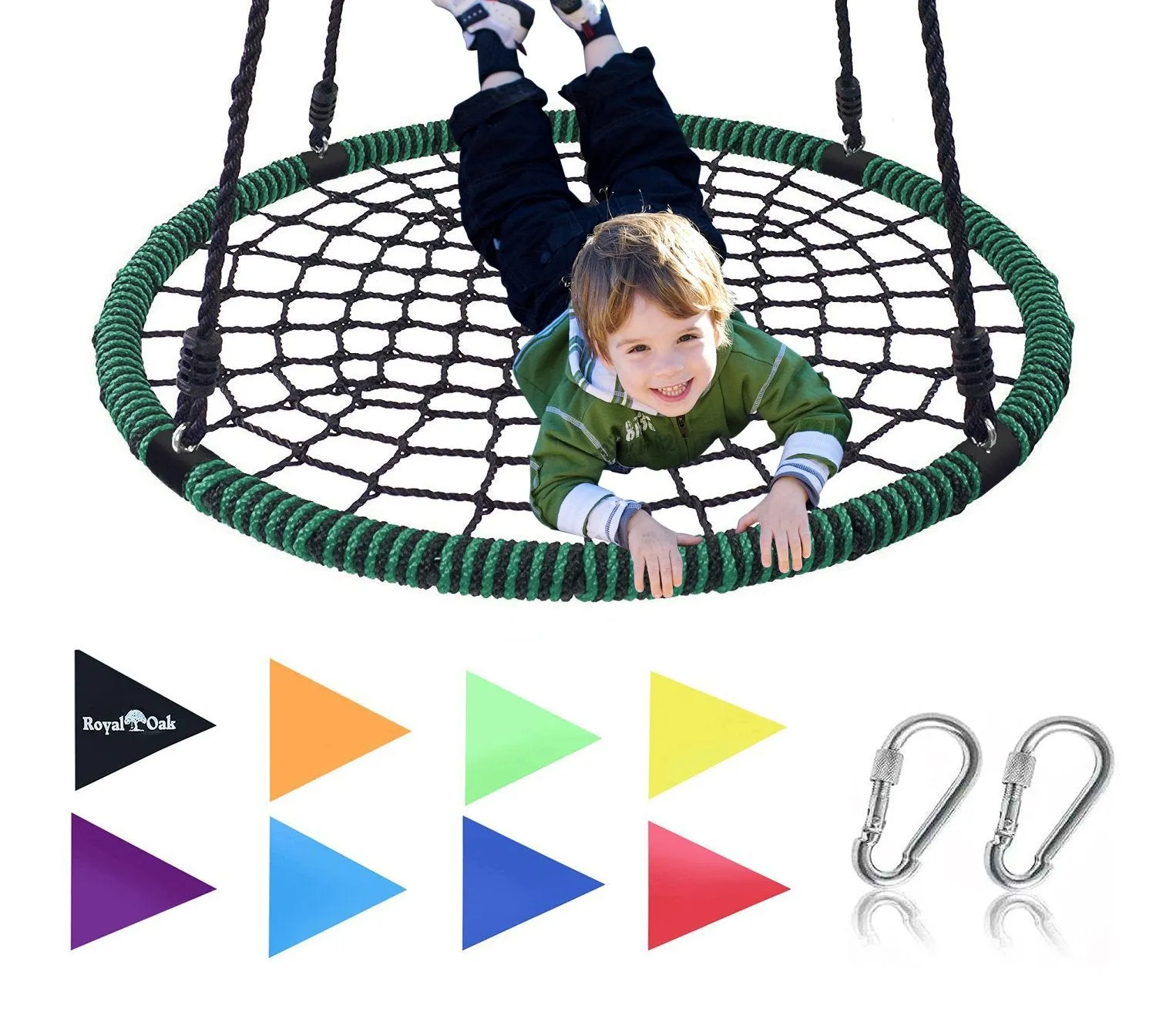 Giant Web Swing in Elite Green with Bonus Carabiners and Flags