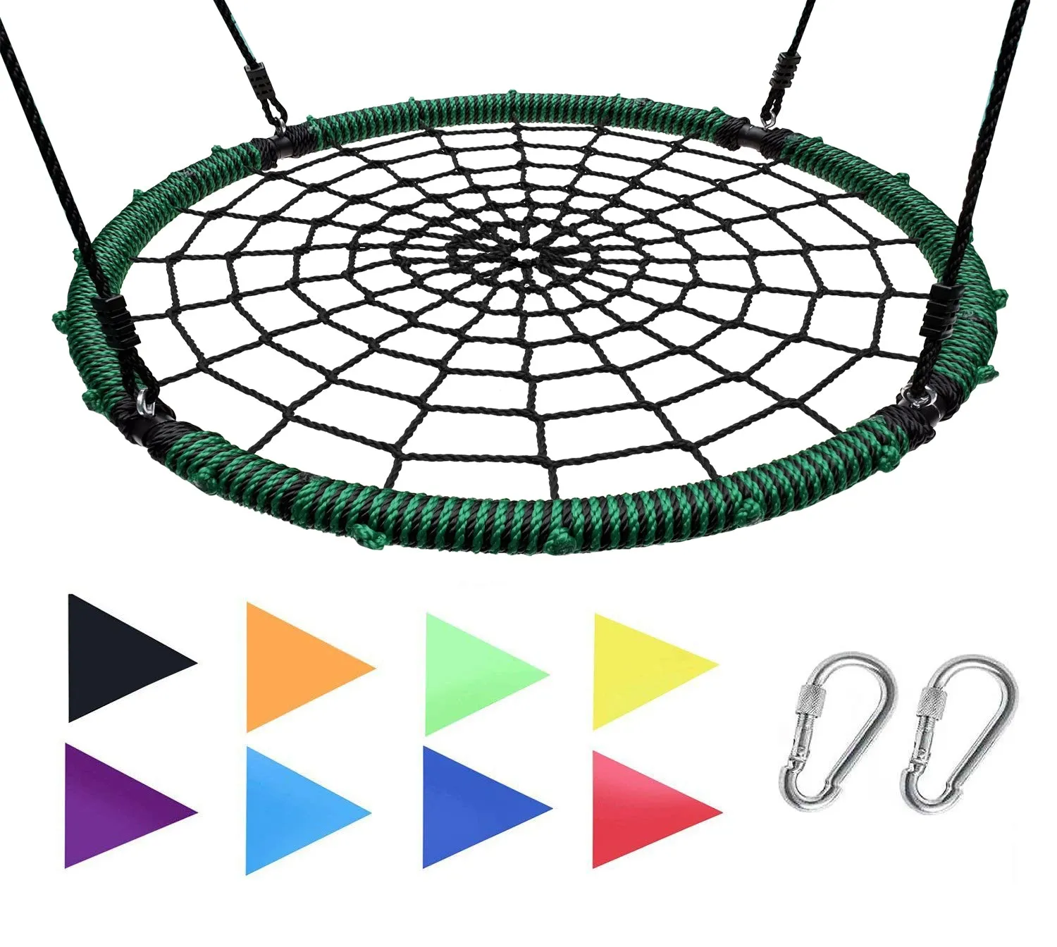Giant Web Swing in Elite Green with Bonus Carabiners and Flags
