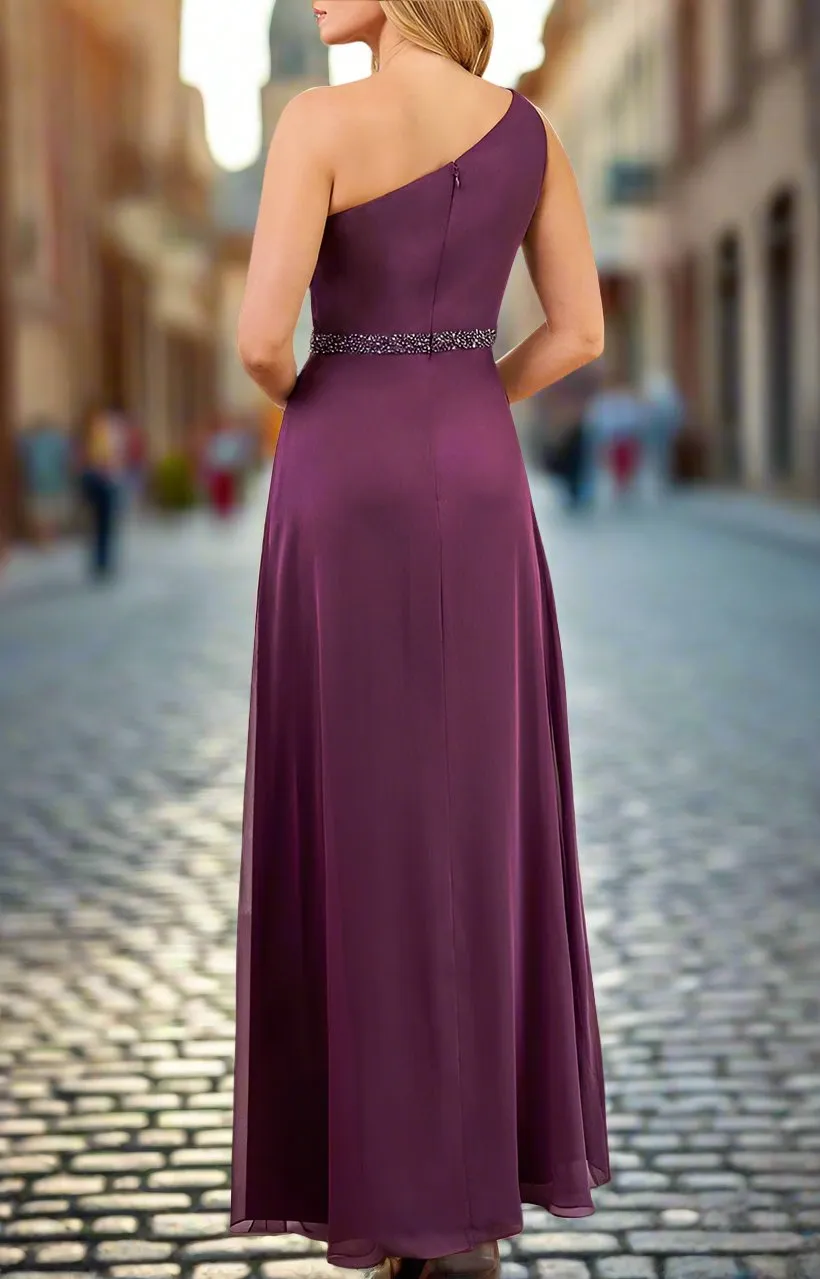 Grape Beading One Shoulder Mother of The Bride Dresses