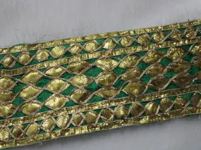 Green & Golden Gota Work Embroidered Border