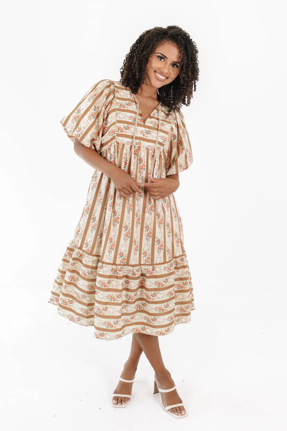 If It Happens Midi Dress - Brown