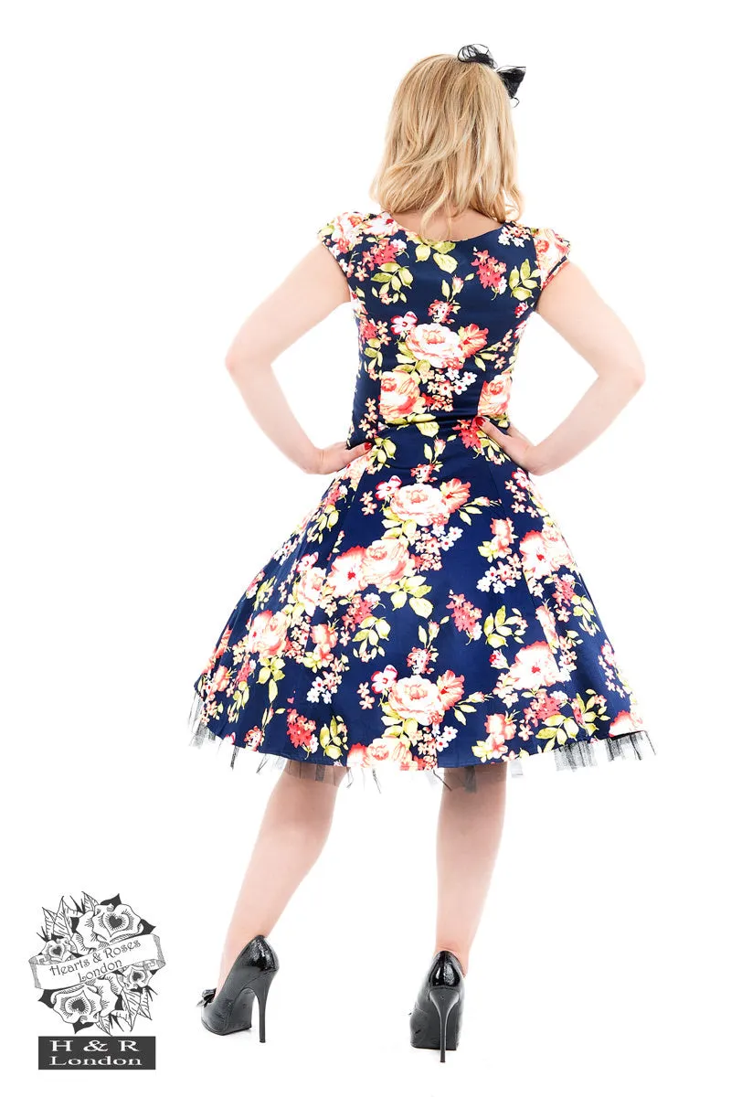 Jennifer Floral Long Day Dress by Hearts and Roses