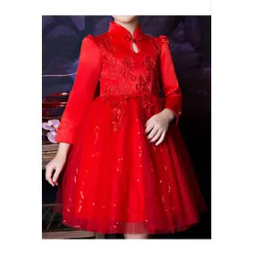 Ketty More Kid Girl Lovely Long Sleeve Flower Embroidered Wedding Dress -KGDC39529