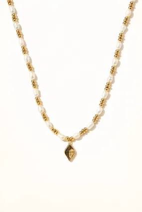 Kiana Crystal Drop Pearl Beaded Necklace