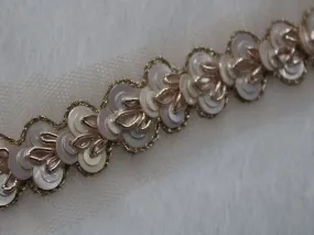 Light Golden White Sequins Handwork Embroidered Border