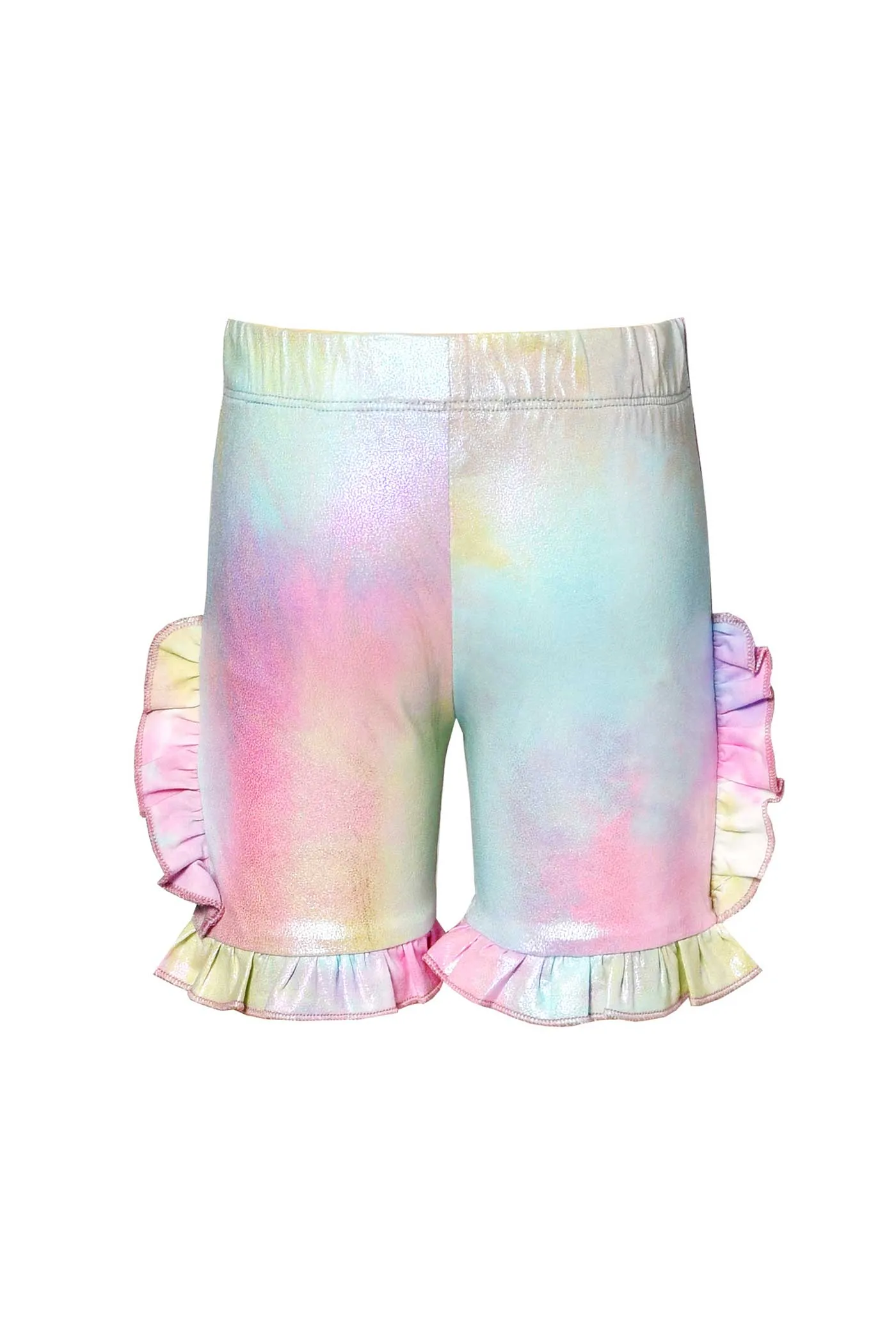 Little Girls Holographic Ruffled Shorts