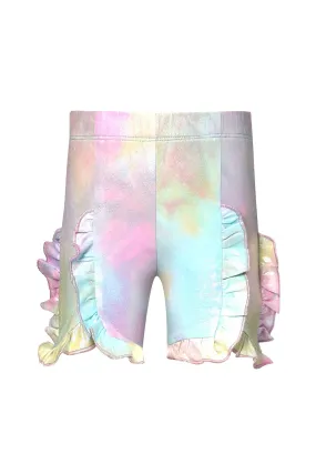 Little Girls Holographic Ruffled Shorts
