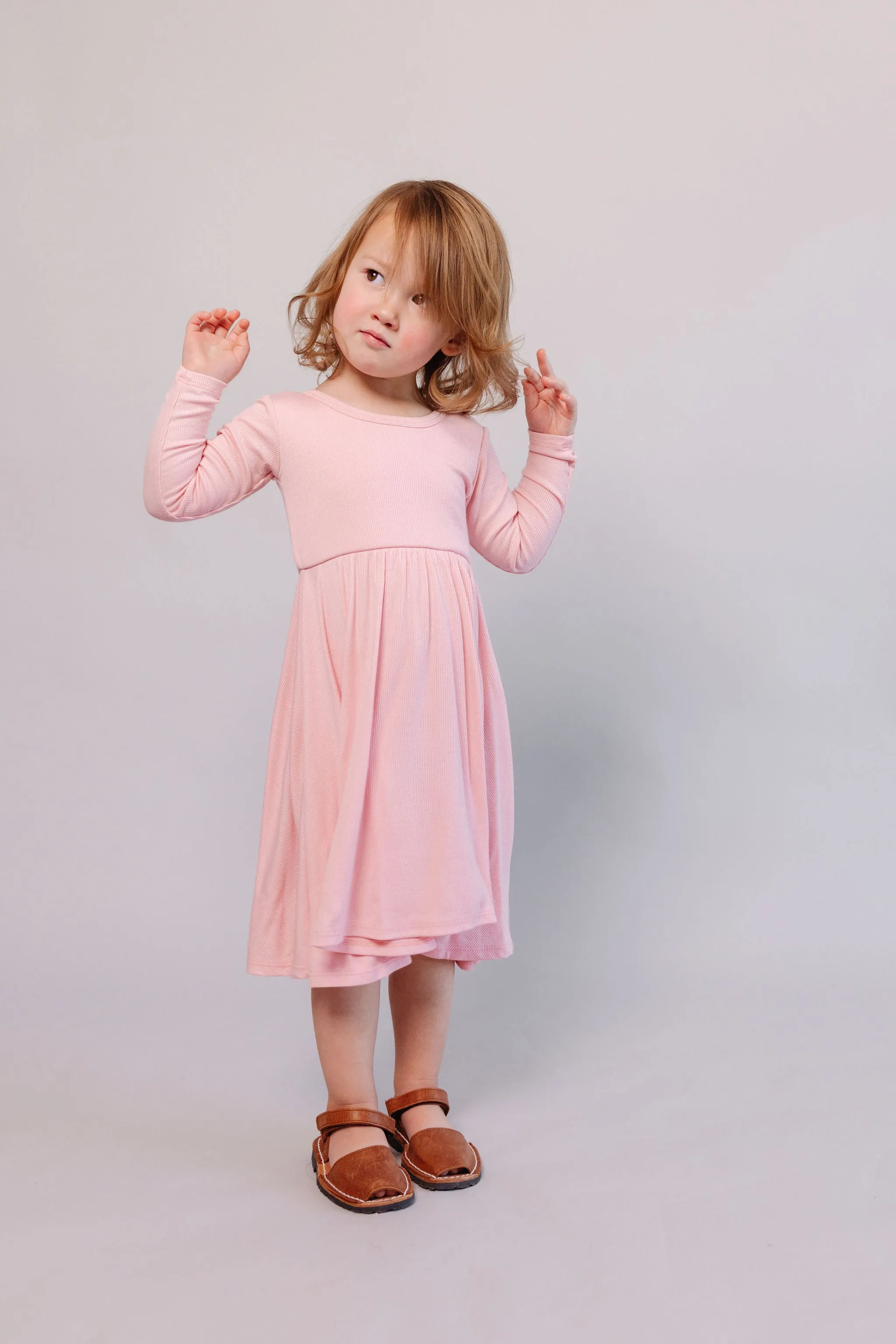 long sleeve swing dress CO - peony