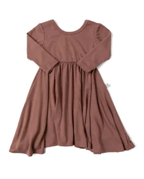 long sleeve swing dress CO - walnut